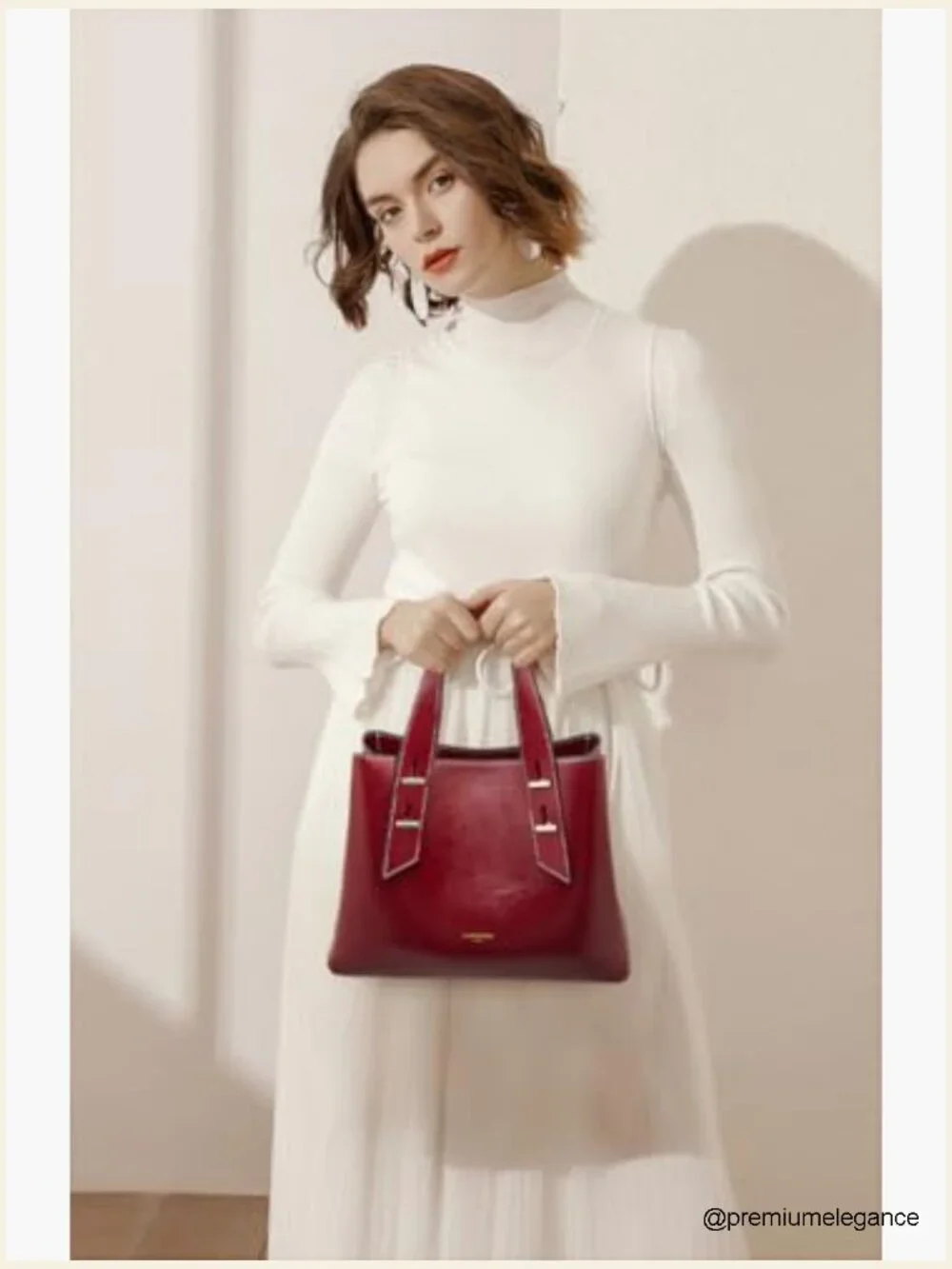Genuine Leather Crossbody Satchel Tote Handbag Shoulder Bag Purse